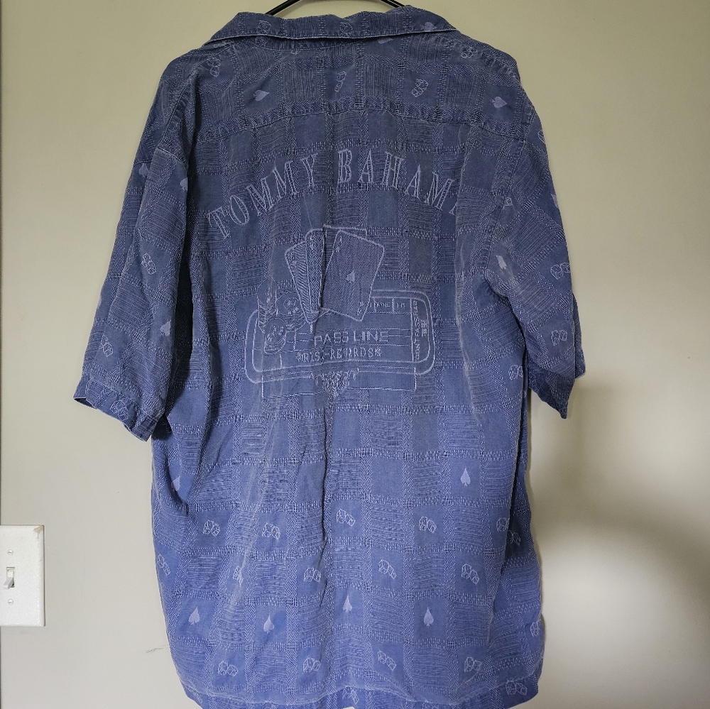 Retired Tommy Bahama silk shirt, craps, pass line risk rewards shirt